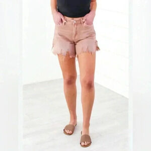VERVET by FLYING MONKEY pink Rebecca Shorts NWT Frayed Stretch